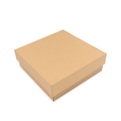 Sturdy brown square box 8 cm high with a lid