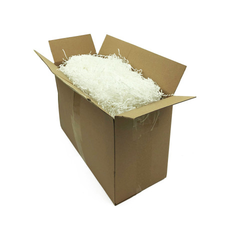 Stift hvidt strimlet papir - 2 mm, 1 kg