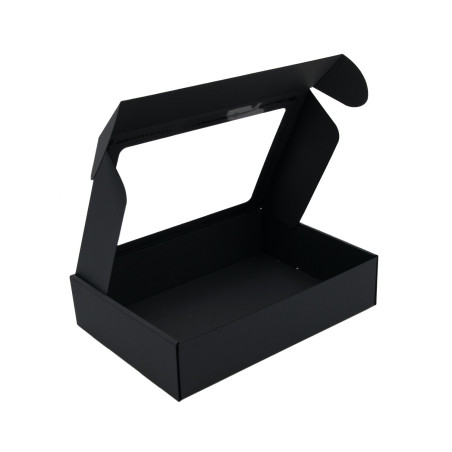 Sort, let at samle kasse med PVC-vindue, højde 7 cm