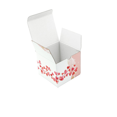 Pink Square Box with Heart Design
