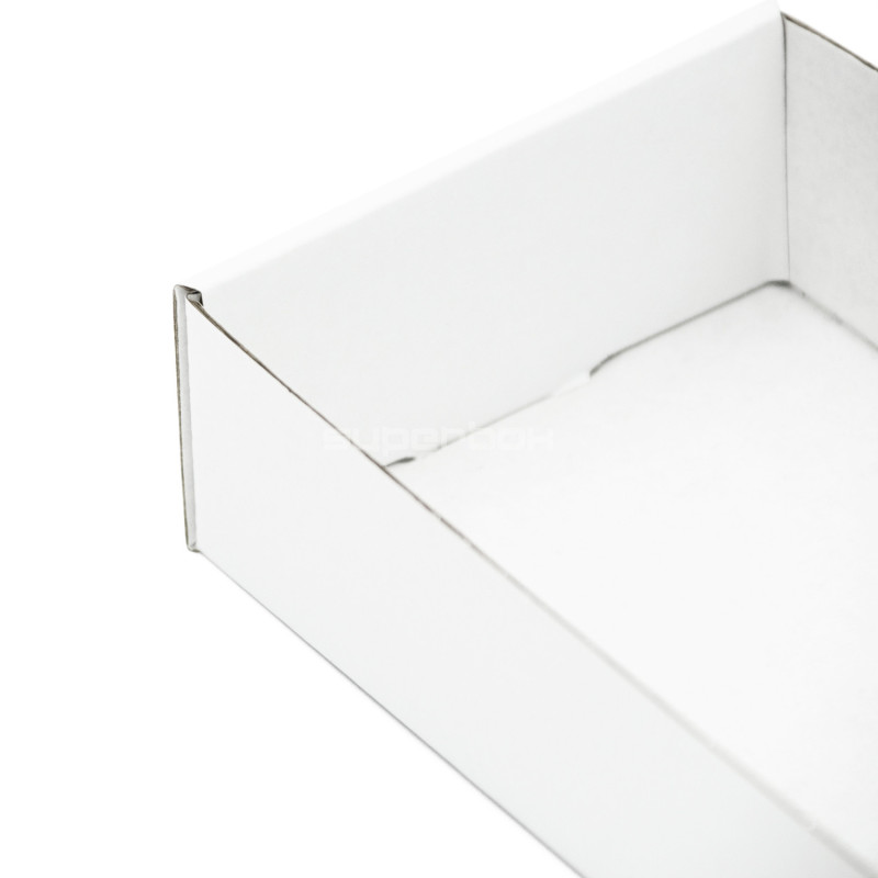 Hvid lang bakke til pakning af gaver, 26,5 cm lang