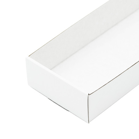 Hvid lang bakke til pakning af gaver, 26,5 cm lang