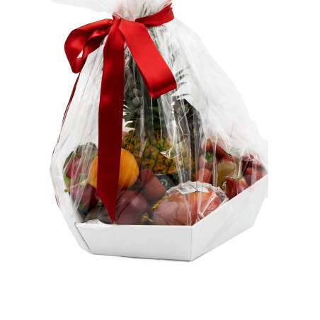 Smuk hvid frugtbakke med åbne bølger