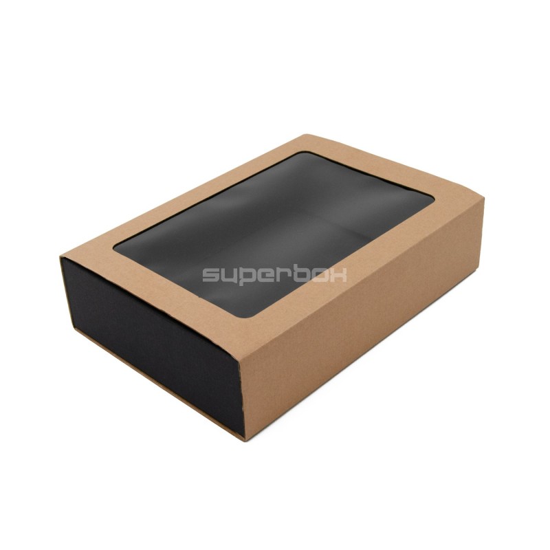 Pull-out Gift Box with Brown Sleeve, Black Bottom and Window