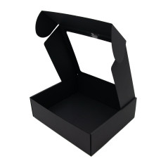 Solid sort æske med vindue, 9 cm høj