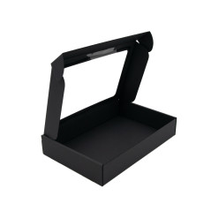 Sort gaveæske med PVC-vindue, 5 cm høj