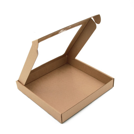 Brun kasse med PVC-vindue, 3 cm høj