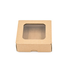 Ruda mini dėžutė iš mikrogofros su langeliu