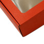Rød kasse med vindue og hjerter mønster | 185x195x60 mm | Superbox