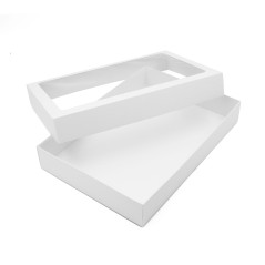 Hvid todelt kasse med PVC-vindue, 5 cm høj