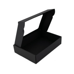 Sort æske med hurtiglukning, 5 cm høj, med PVC-vindue