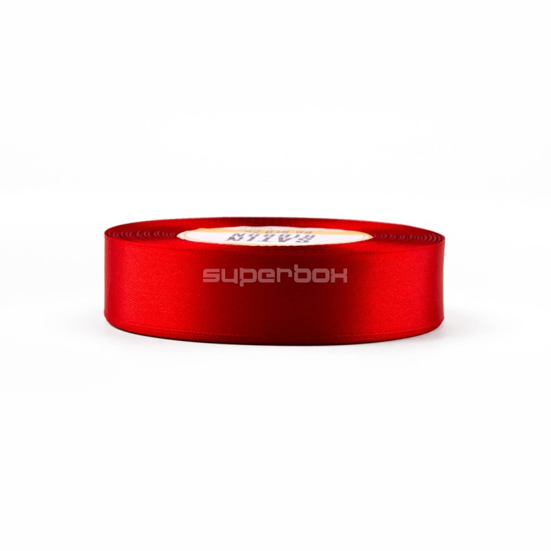 Red satin ribbon – glossy, 25 mm wide, 32 m roll