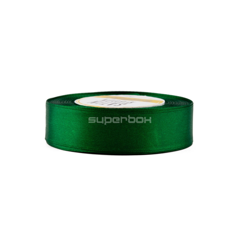 Dark green satin ribbon – glossy, 25 mm wide, 32 m roll