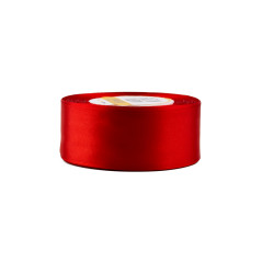 Red satin ribbon – glossy, 38 mm wide, 32 m roll