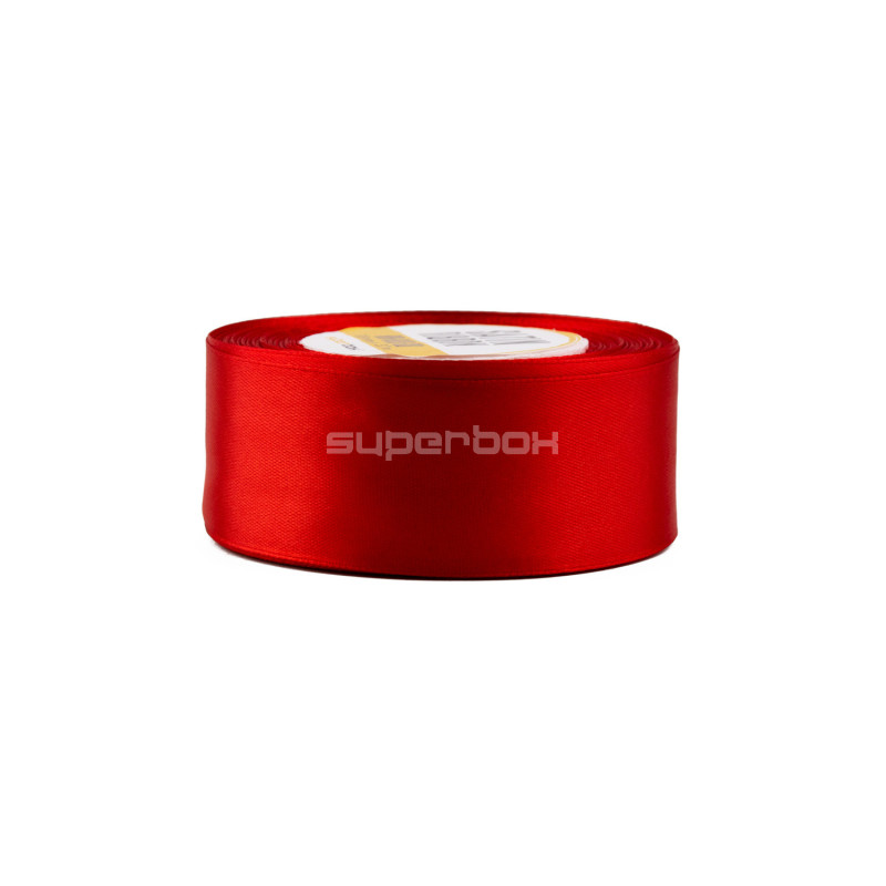 Red satin ribbon – glossy, 38 mm wide, 32 m roll