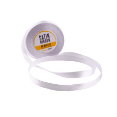 Diskret hvidt satinbånd, 12 mm bredt