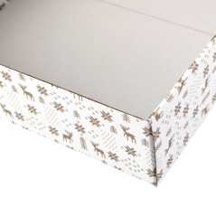 Hvid gaveæske med vintermønster | 305x215x85 mm | Superbox