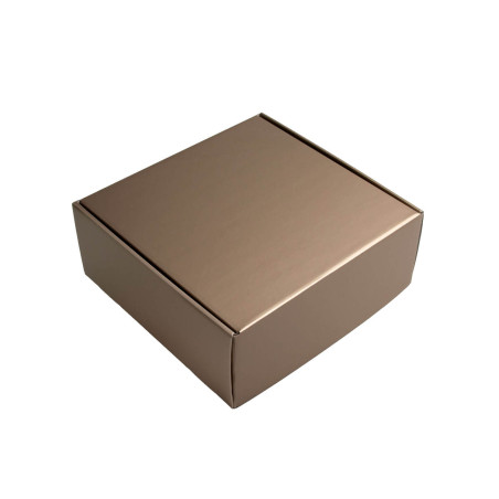 Dæmpet guld kvadratisk gaveæske til kosmetik | 220x220x90 mm
