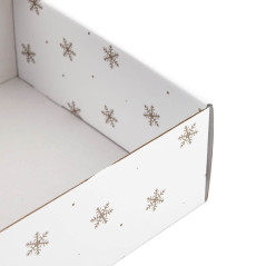 Hvid kvadratisk gaveæske med snefnug | 220x220x90 mm | Superbox