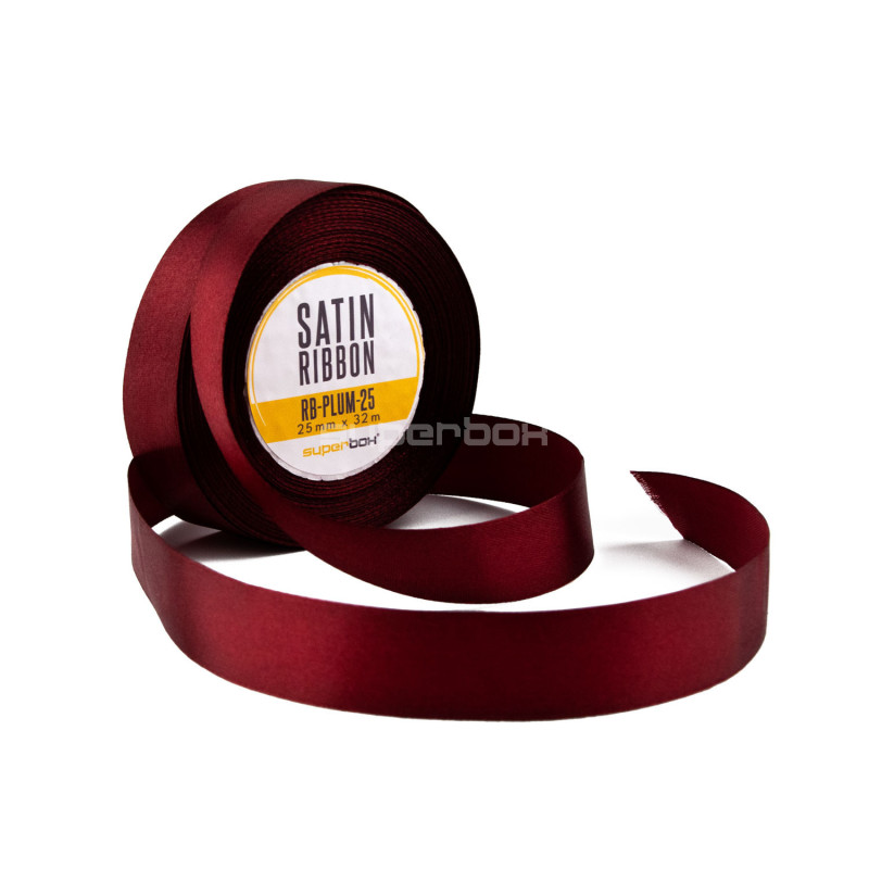 Lavish Plum Satin Ribbon, 25 mm Width