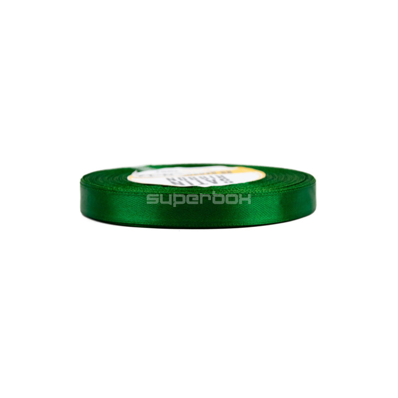 Slankt mørkegrønt satinbånd | 12 mm x 32 m | Superbox