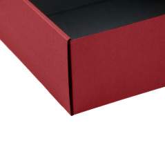 Rød stor kvadratisk gaveæske med klart vindue | 220x220x90 mm