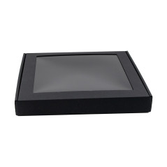 Sort lille kvadratisk æske med vindue | 250x250x30 mm | Superbox