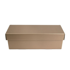 Dæmpet guld gaveæske med flip-låg, horisontal | 335x115x115 mm