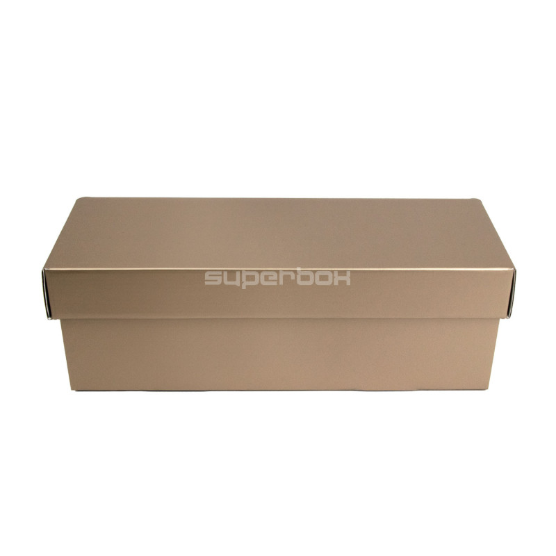 Dæmpet guld gaveæske med flip-låg, horisontal | 335x115x115 mm