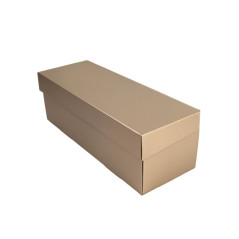 Dæmpet guld gaveæske med flip-låg, horisontal | 335x115x115 mm