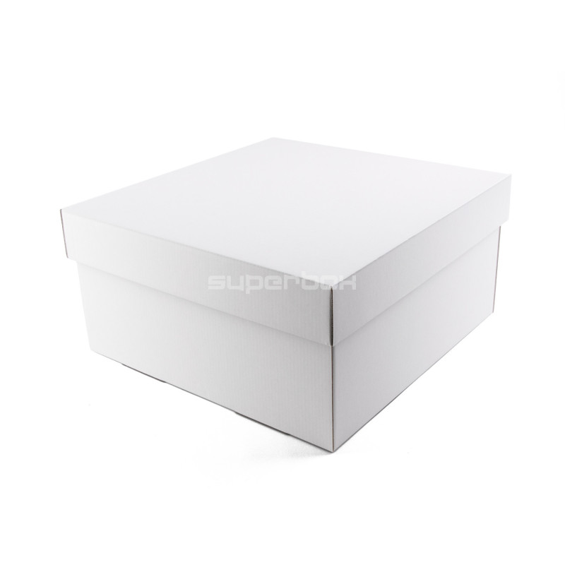 Stor hvid kvadratisk æske med låg | 300x300x150 mm | Superbox