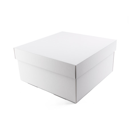 Stor hvid kvadratisk æske med låg | 300x300x150 mm | Superbox