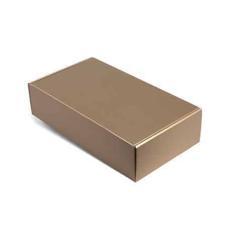 Dæmpet guld gaveæske til flaske | 340x195x85 mm | Superbox