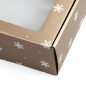 Guld gaveæske med vindue og snefnug | 340x195x85 mm | Superbox