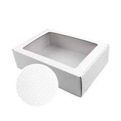 Hvid gaveæske med gyldne linjer A4 | 305x215x85 mm | Superbox