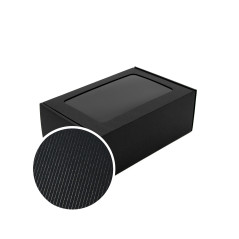 Sort æske med PVC-vindue og sorte linjer | 220x150x85 mm | Superbox