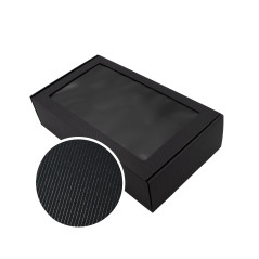 Sort forlænget æske med vindue | 340x195x85 mm | Superbox