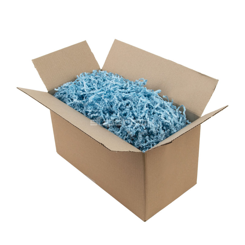 Stiv lyseblå strimlet papir - 4 mm, 1 kg
