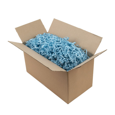 Stiv lyseblå strimlet papir - 4 mm, 1 kg
