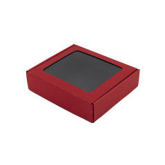 Rød lille gaveæske med PVC-vindue | 190x170x48 mm | Superbox