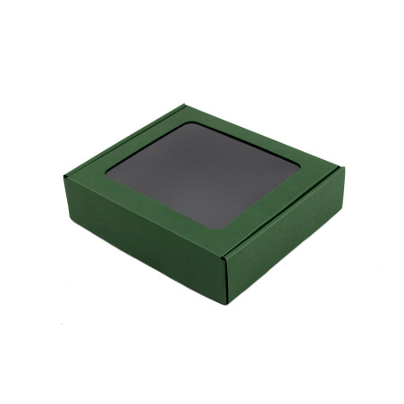 Grøn lille gaveæske med vindue | 190x170x48 mm | Superbox