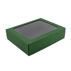 Grøn gaveæske med klart vindue | 340x280x85 mm | Superbox