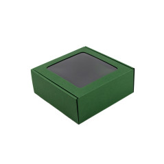 Grøn kvadratisk æske med vindue til glas | 185x195x75 mm | Superbox