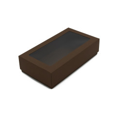 Brun lille æske med PVC-vindue | 200x110x50 mm | Superbox
