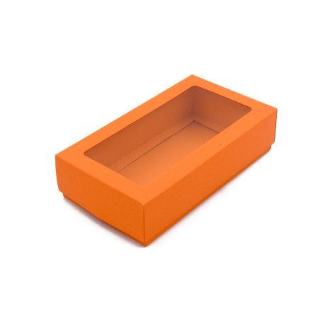 Orange æske med vindue til smykker | 200x110x50 mm | Superbox