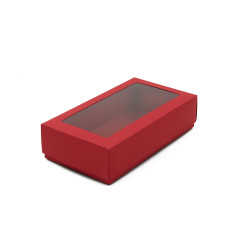 Rød todelt æske med vindue | 200x110x50 mm | Superbox
