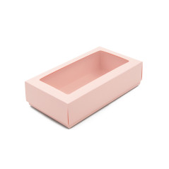 Lyserød todelt æske med vindue | 200x110x50 mm | Superbox