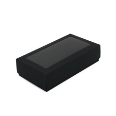 Sort gaveæske med vindue til macarons | 200x110x50 mm | Superbox