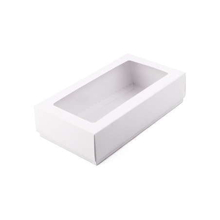 To-delt hvid gaveæske med vindue | 200x110x50 mm | Superbox
