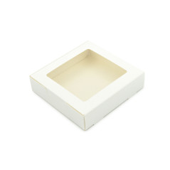 Hvid konfektæske med vindue | 145x150x35 mm | Superbox